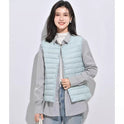 Women's Liner Waistcoat Lightweight Vest Down Jacket Round Neck Thin Lightweight