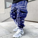 Herrenhose mit Print, lockere Pumphose, lässige Haremshose mit weitem Bein
