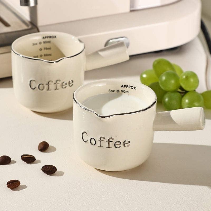 Espressotasse mit Skala, Keramik-Kaffeemessbecher