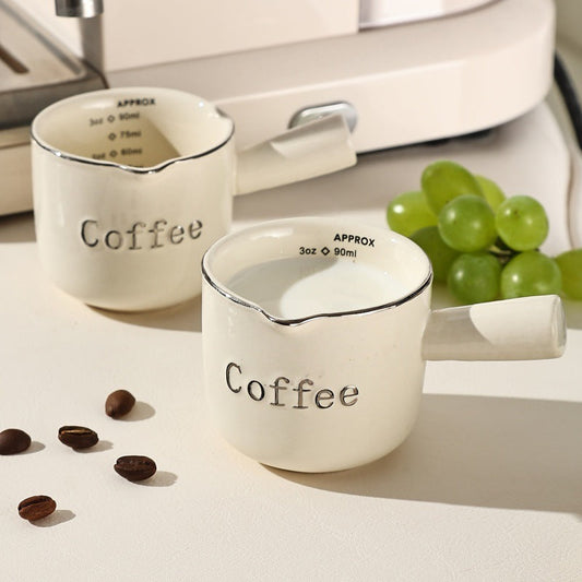 Espressotasse mit Skala, Keramik-Kaffeemessbecher