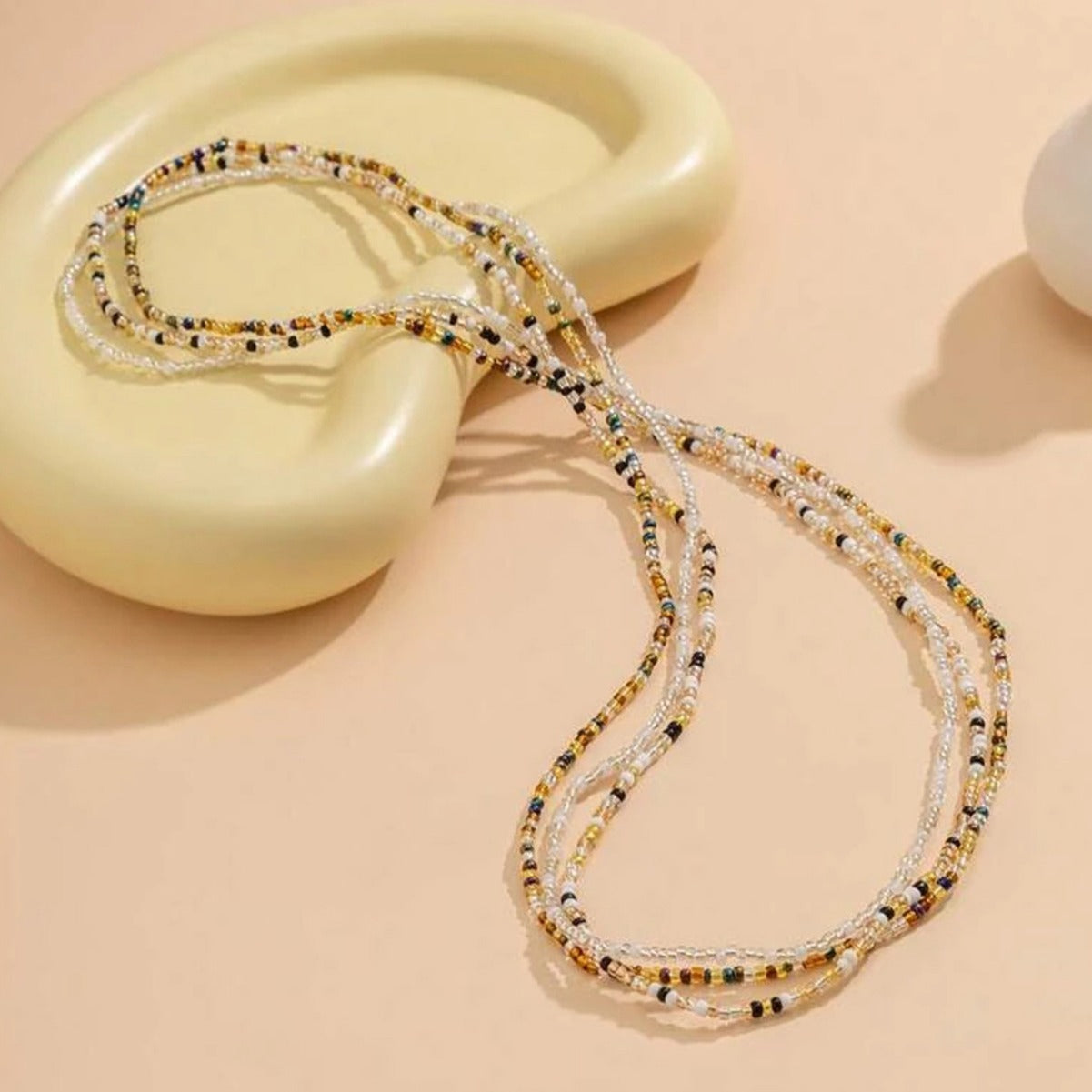 Mode Drei Trend Mischfarbe Perle Taille Kette Weibliche Strand Urlaub Stil Körper Ketten Anzug