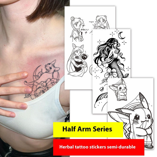 Halbarm Kräuter Tattoo Aufkleber Saft süße Cartoon-Figur dauerhaft nicht reflektierend