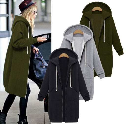 Kapuzen langarm winter pullover damen jacke in eine lange dicke hemd 