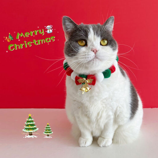 Weihnachts-Halskette für Hunde und Katzen, süßes Plüschball, weiches elastisches Halsband, Haustier-Hals-Accessoires, Weihnachtshalsband für Hunde mit Schleife