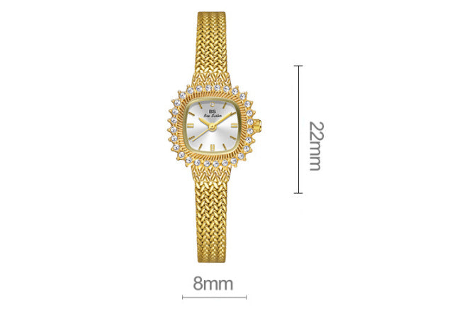 Retro Lucky Kleine Quadratische Weizen Mini Uhr