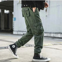 Overalls für Herren im amerikanischen Retro-Stil, lässig, lockere, verkürzte Hose, mehrere Taschen, Knöchelriemen