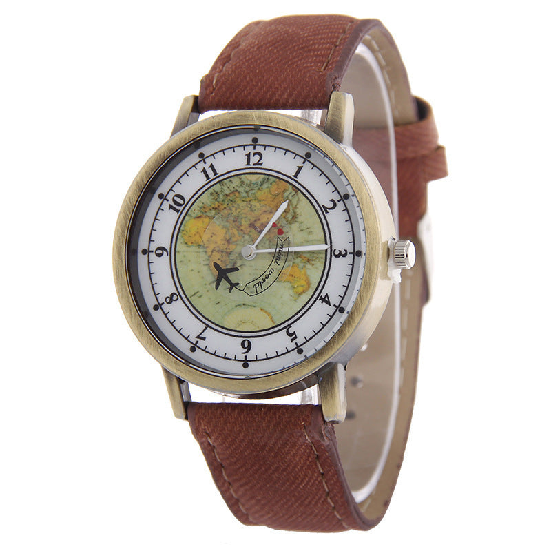 Flugzeug-Sekundenzeigeruhr mit Canvasarmband