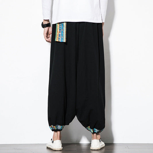Herrenhose Ethno-Stil Retro Nepalesische Hosenträgerhose Herren Weit
