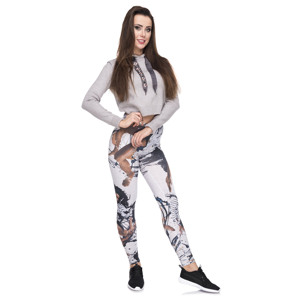 Verkürzte Hose mit Tintenfiguren-Print