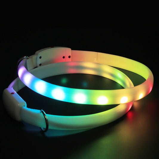 USB wiederaufladbares LED-Leuchthalsband für Hunde, leuchtendes blinkendes Haustierhalsband für Spaziergänge im Freien, Sicherheitshalsband für Hunde bei Nacht