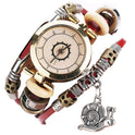 Damen Vintage Armbanduhr Wickelleder Uhr Schneckenanhänger