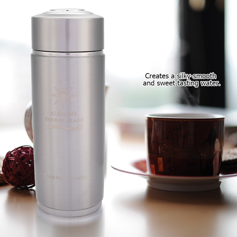 Edelstahl-Alkaliwasserflasche, tragbarer Nano-Balance-Bioenergie-Ionizer-Becher (Silber)