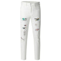 Jeans mit Lochpatch und verwaschenem Look