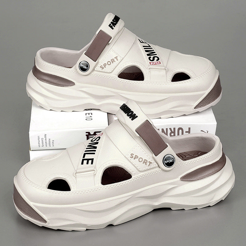 Strandsandalen Sommer Herren Plateau rutschfeste Sandalen mit doppeltem Verwendungszweck Oberbekleidung Outdoor Große Lochschuhe