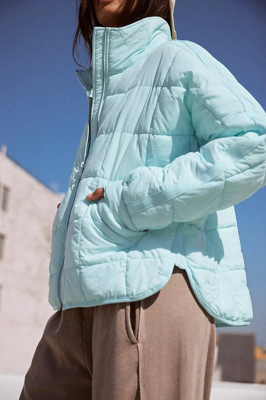 Damen Leichte Reißverschluss-Kompressions-Baumwolljacke Kurzer Daunenjackenmantel