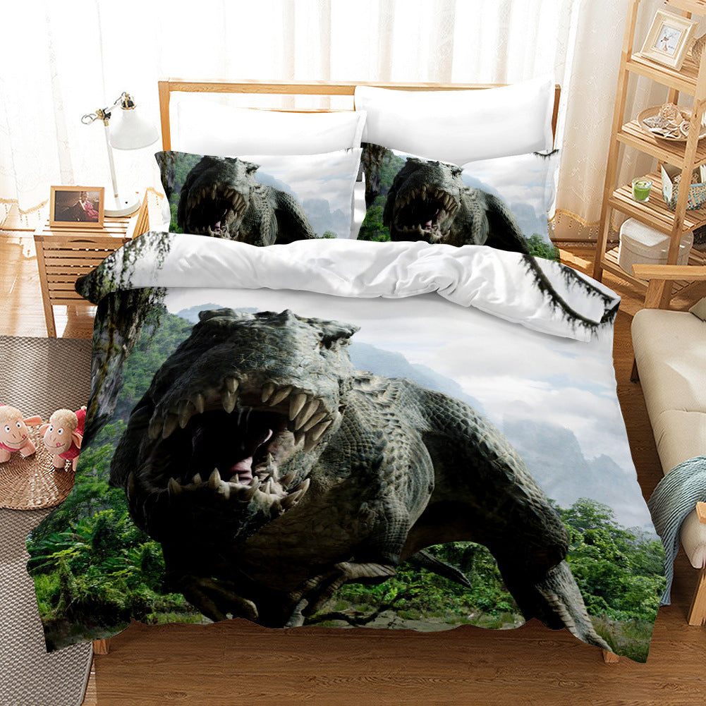 Dinosaur 3D Bedding Three-piece Home Textile Set