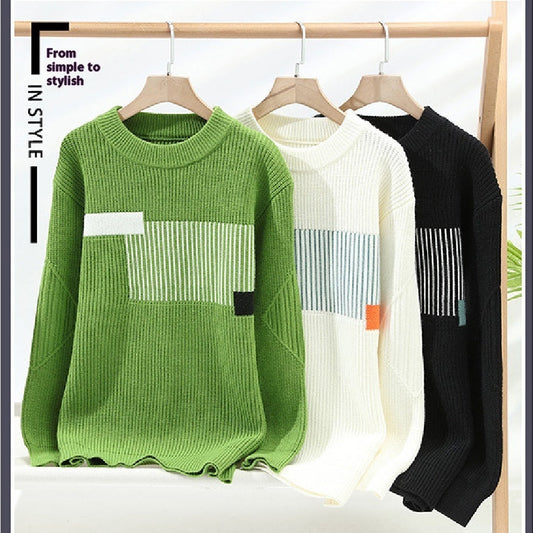 Herren Strickwaren in Kontrastfarbe Lockere und warme Baumwollstrickwaren