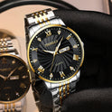Herrenuhr mit Stahlband und doppeltem Kalender, wasserdicht, leuchtende Quarzuhr