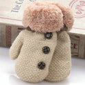 Cute Solid Color Knitted Velvet Gloves With Small Buttons
