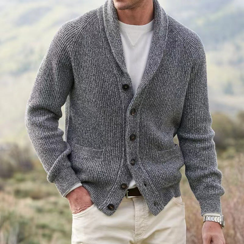 Herrenpullover Einfacher, verdickender Cardigan-Mantel