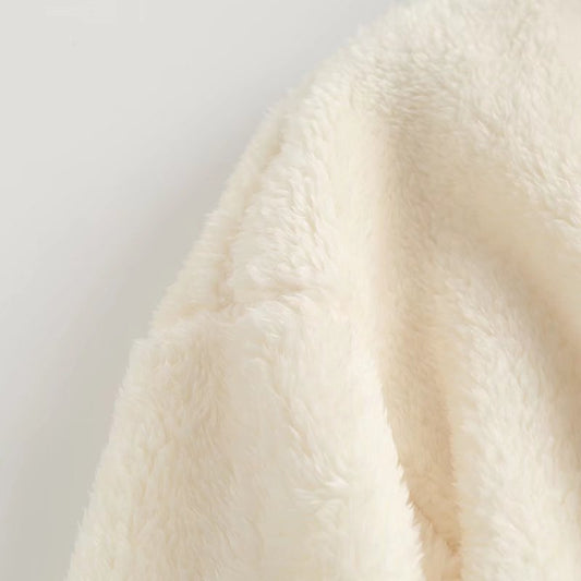 Damen Plüsch Fleece Reißverschlussjacke Langarm