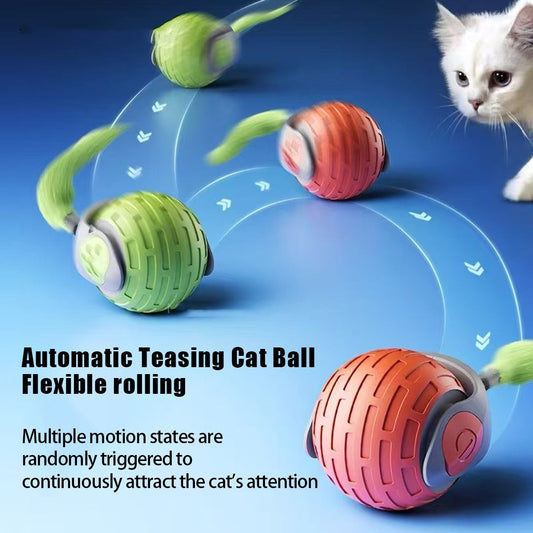 Neue interaktive Katzenspielzeugkugel, automatischer elektrischer Rollball, Spielzeug für Katzen und Kätzchen, intelligentes automatisches Teaser, wiederaufladbares Katzenspielzeug über USB, Haustierprodukte