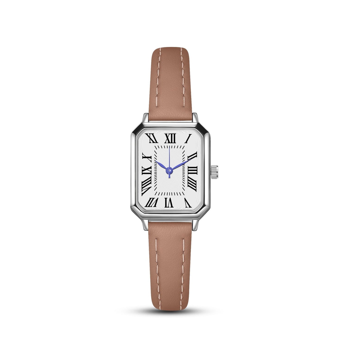 Künstlerische silberne Gehäuse quadratische dünne Armband römische Damen Quarzuhr