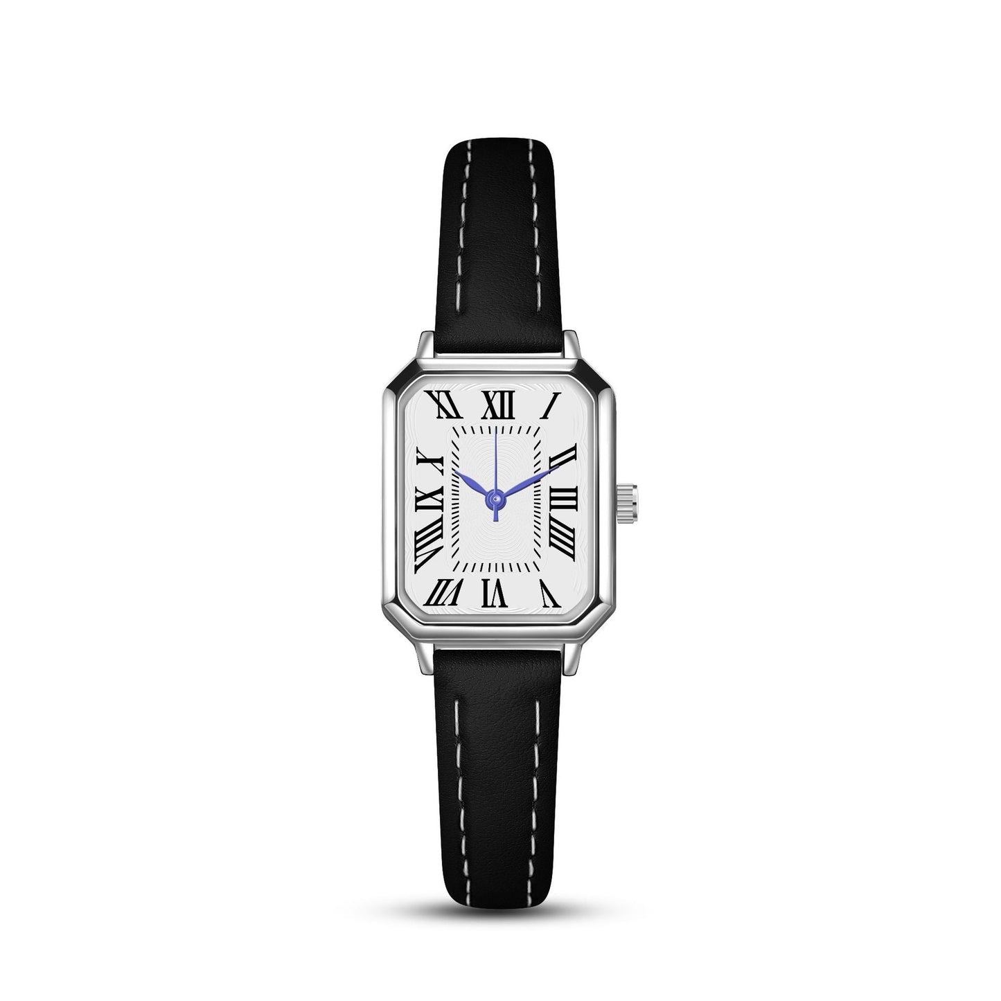 Künstlerische silberne Gehäuse quadratische dünne Armband römische Damen Quarzuhr