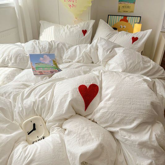 Weicher, klebriger, hautfreundlicher, gewaschener Baumwoll-Love-Handtuch-Stickerei-Drei- oder Vierteiler