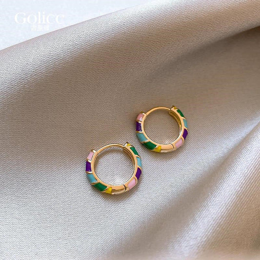 Ins Spezielle-interesse Design Kleine Durchmesser Tropfen Farbe Ohr Ring Einfache