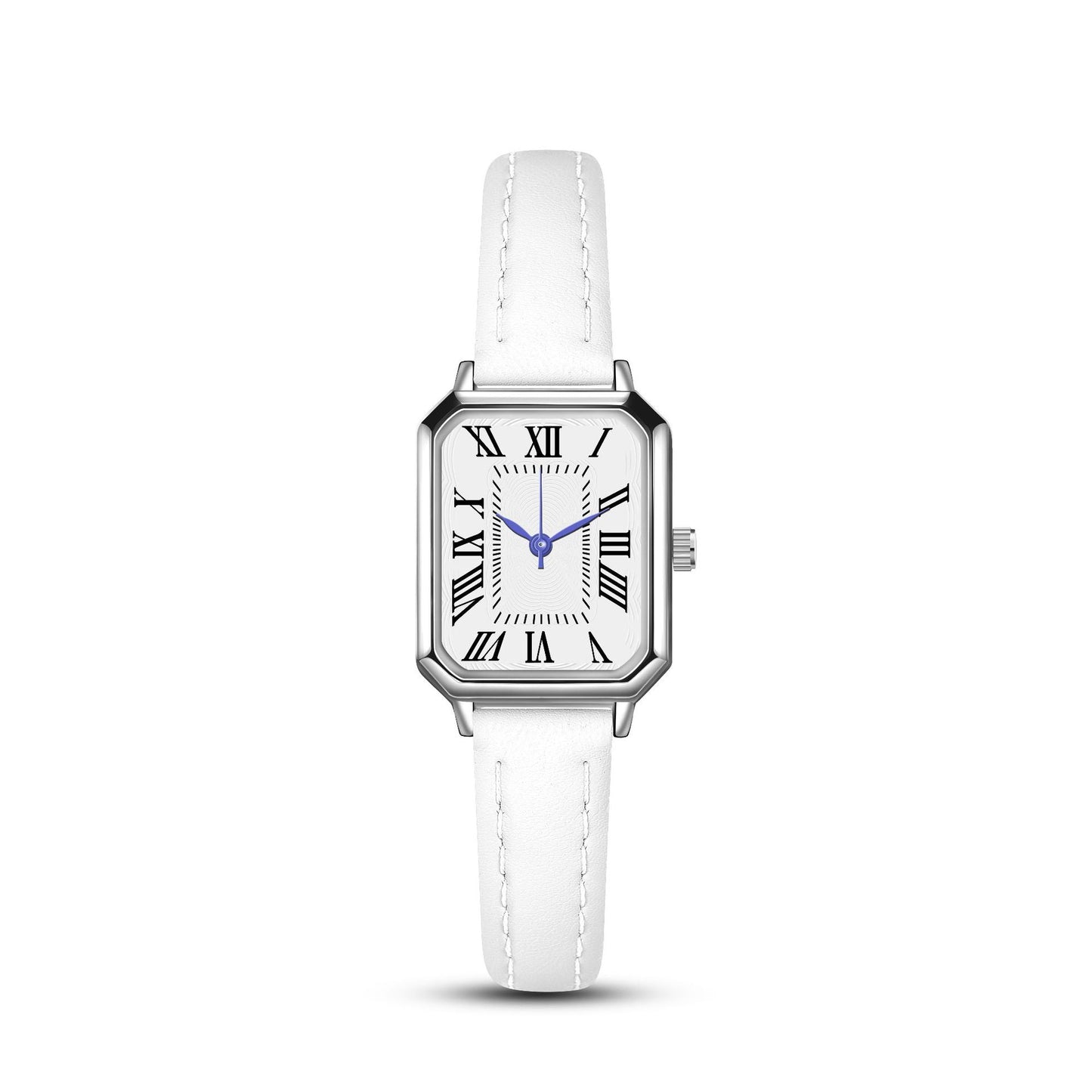 Künstlerische silberne Gehäuse quadratische dünne Armband römische Damen Quarzuhr