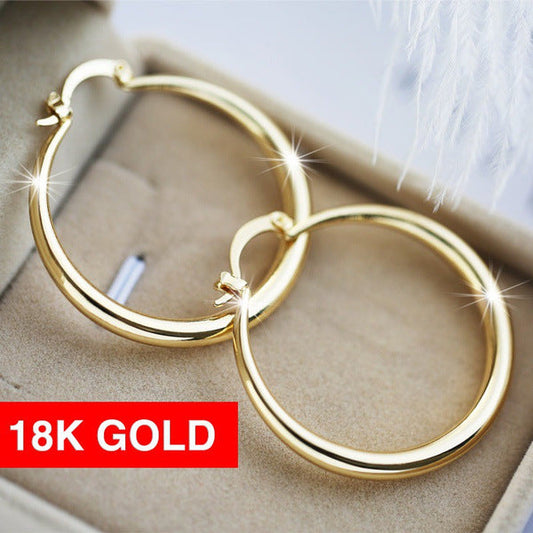 Mode Einfache 18K Gold Ohrringe Exquisite Glänzend