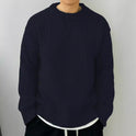 Einfarbiger locker gestrickter Pullover Freizeit im japanischen Stil Retro Langarm Rundhalspullover Herren