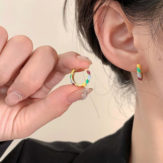 Ins Spezielle-interesse Design Kleine Durchmesser Tropfen Farbe Ohr Ring Einfache