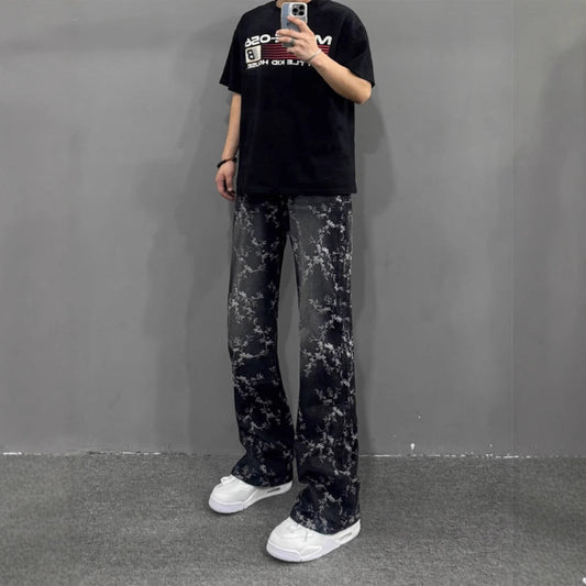 American Retro Washed Bootcut Hose Lockere gerade Hose