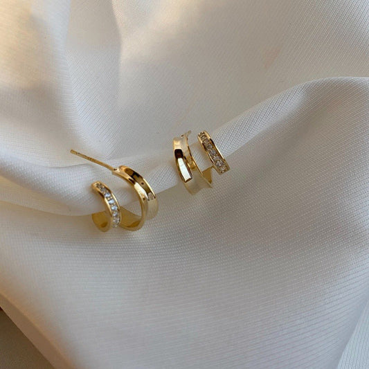 Schlichte doppellagige, verkupferte Damen-Ohrstecker