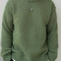 Einfarbiger locker gestrickter Pullover Freizeit im japanischen Stil Retro Langarm Rundhalspullover Herren