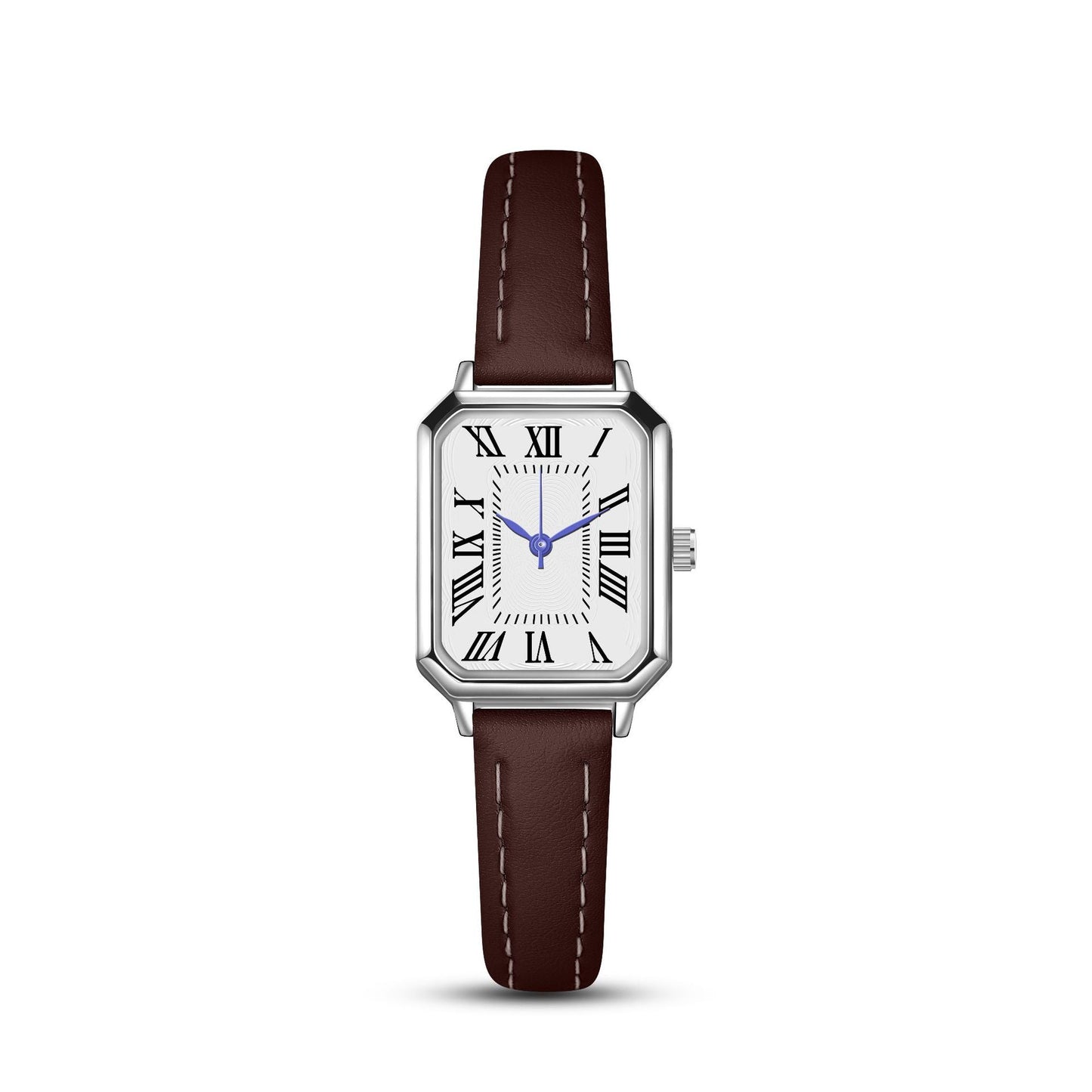 Künstlerische silberne Gehäuse quadratische dünne Armband römische Damen Quarzuhr
