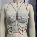 Multi Perlen BH Neckholder Top Weste Körperketten Brust Halskette
