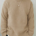 Einfarbiger locker gestrickter Pullover Freizeit im japanischen Stil Retro Langarm Rundhalspullover Herren