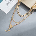 Rose Layered Retro Metal 3-layer OT Buckle Necklace