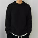 Einfarbiger locker gestrickter Pullover Freizeit im japanischen Stil Retro Langarm Rundhalspullover Herren