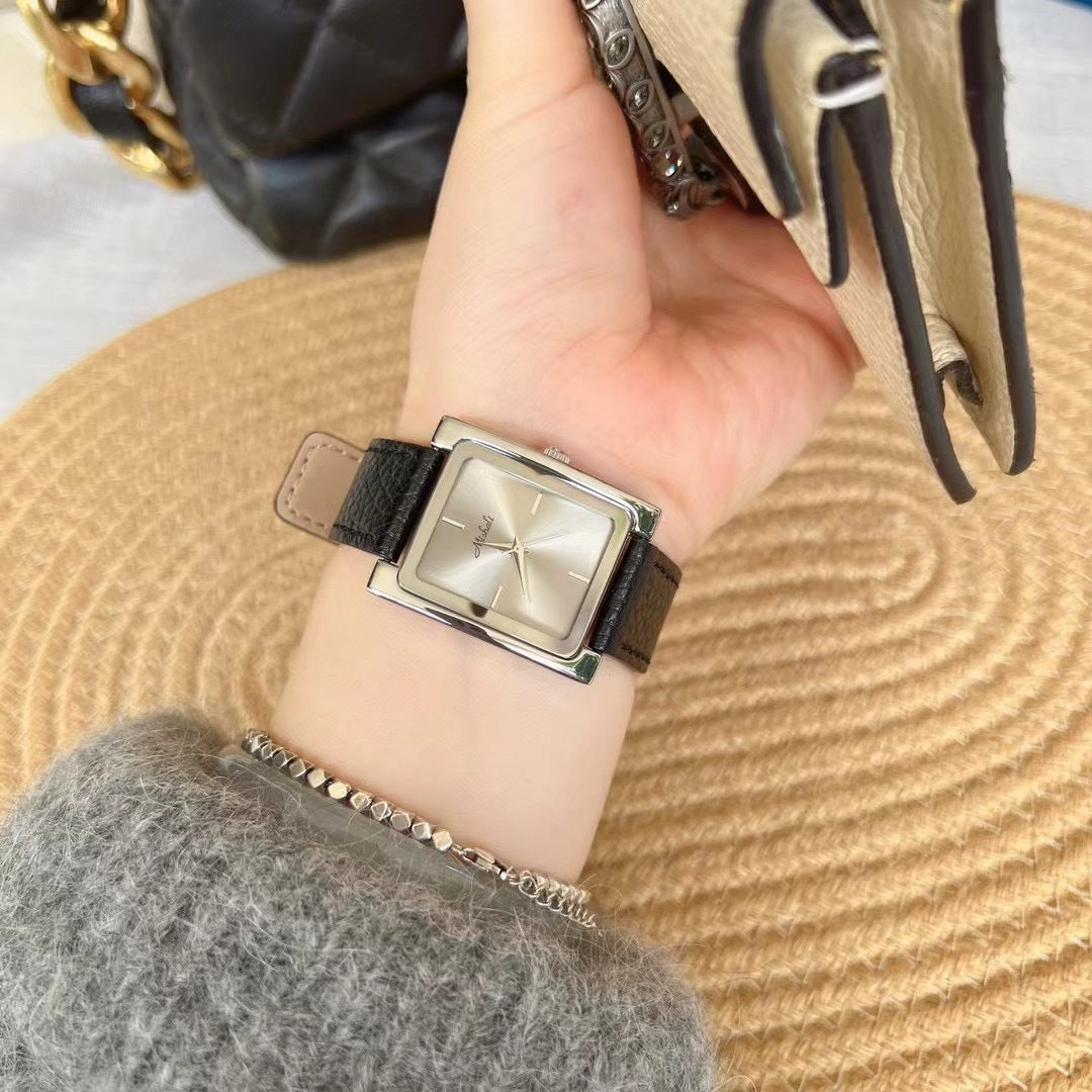 Einfache hochwertige Leder Casual Fashion Damenuhr