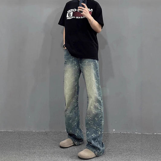 American Retro Washed Bootcut Hose Lockere gerade Hose