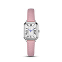 Künstlerische silberne Gehäuse quadratische dünne Armband römische Damen Quarzuhr