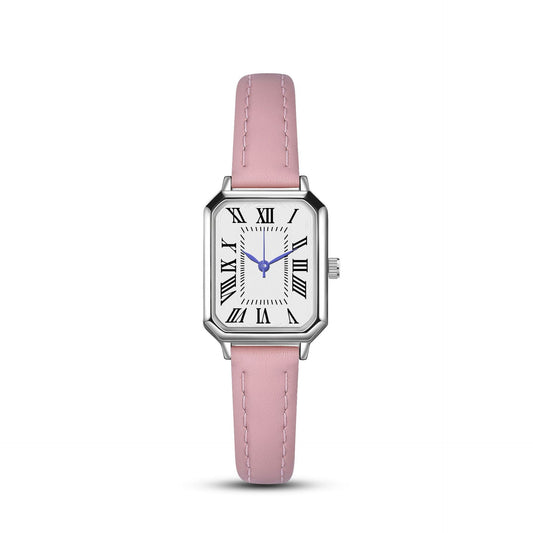 Künstlerische silberne Gehäuse quadratische dünne Armband römische Damen Quarzuhr