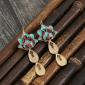 Elegante Lotus Wassertropfen Damen Vintage Seide Burnt Blue Ohrringe