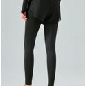 Elastic High Waist Anti-exposure Fake Two Pieces Mesh Leggings