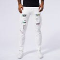 Jeans mit Lochpatch und verwaschenem Look