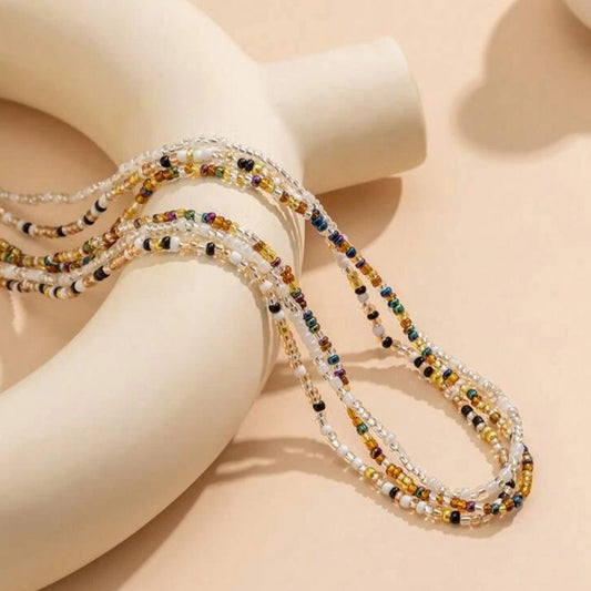 Mode Drei Trend Mischfarbe Perle Taille Kette Weibliche Strand Urlaub Stil Körper Ketten Anzug